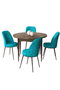 Hanah Home Juego Mesa y Sillas Comedor 5 Piezas Barroco Turquesa Aglomerado Metal